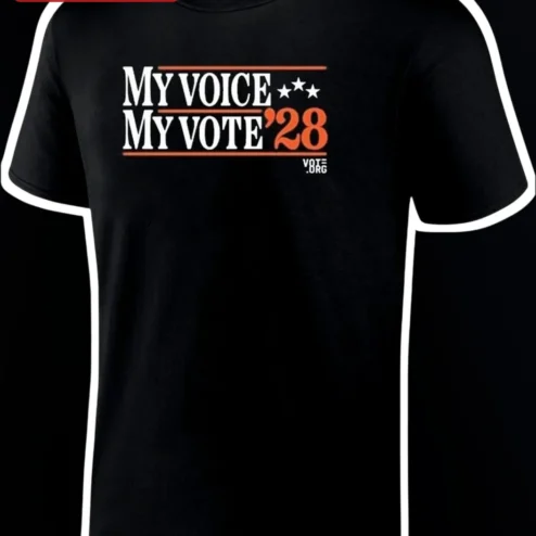 My Voice My Vote '28 Tee 2028 Election Voting Rights Civic Engagement Graphic Shirt