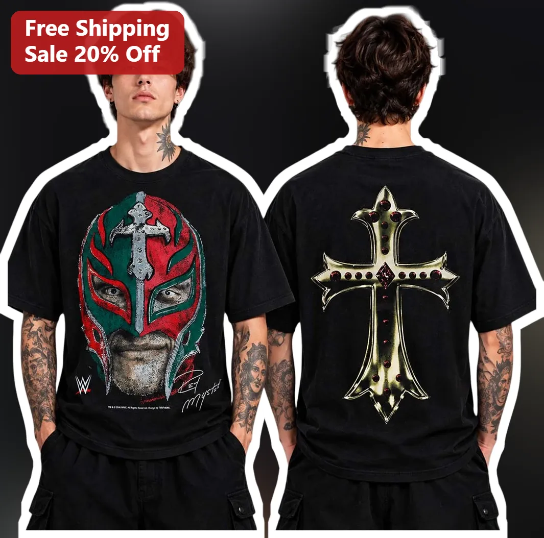 Mysteel Tee Rey Mysterio Luchador Mask Graphic T-Shirt WWE Wrestling Fan Gear