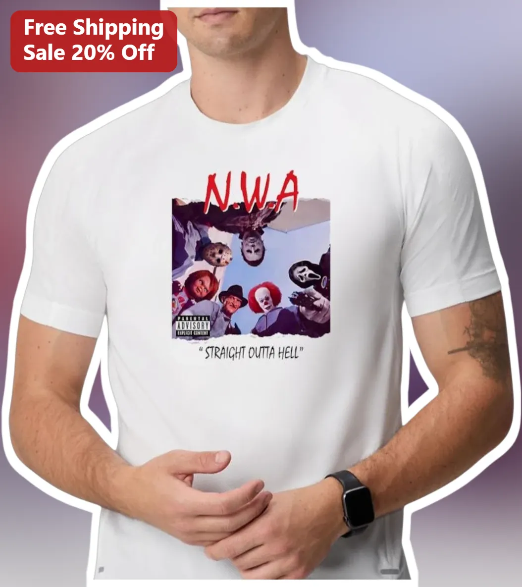 N.W.A Straight Outta Hell Horror Villains Graphic Tee