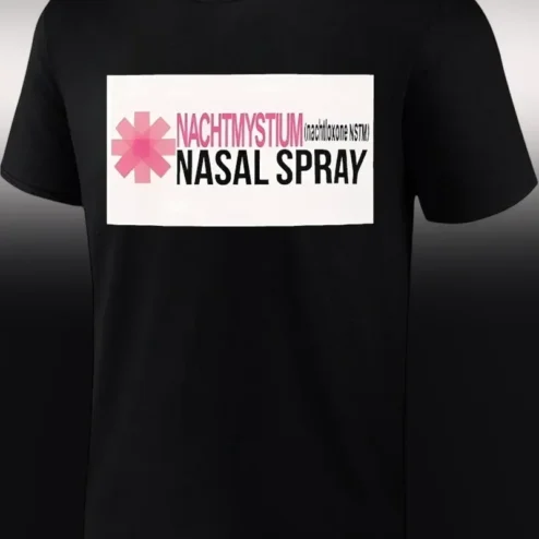 NACHTMYSTIUM NASAL SPRAY Graphic Tee Black Metal Band Merch Parody Shirt