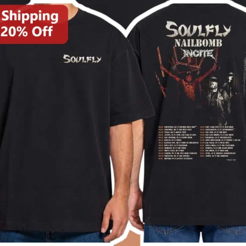 Nailbomb Incite Graphic Tee Heavy Metal Band Merch Black Distressed Shirt