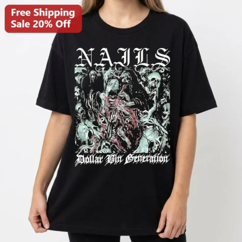 NAJLS Dollar Bin Generation Tee Gothic Horror Punk Band Merch Black Graphic T-Shirt