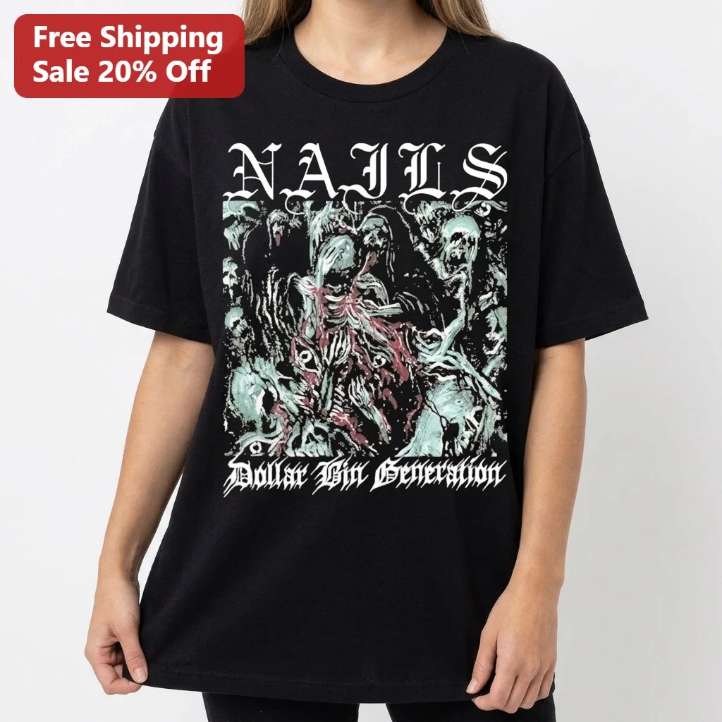 NAJLS Dollar Bin Generation Tee Gothic Horror Punk Band Merch Black Graphic T-Shirt
