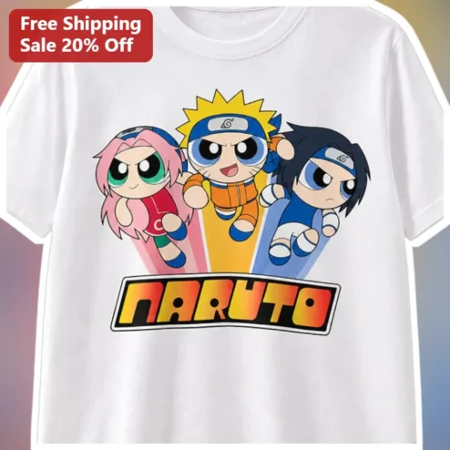 Naruto Powerpuff Girls Anime Style Graphic Tee