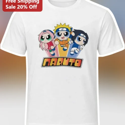 NARUTO Powerpuff Girls Crossover Graphic Tee Anime Mashup Gift