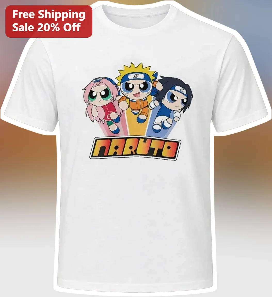 NARUTO Powerpuff Girls Crossover Graphic Tee Anime Mashup Gift