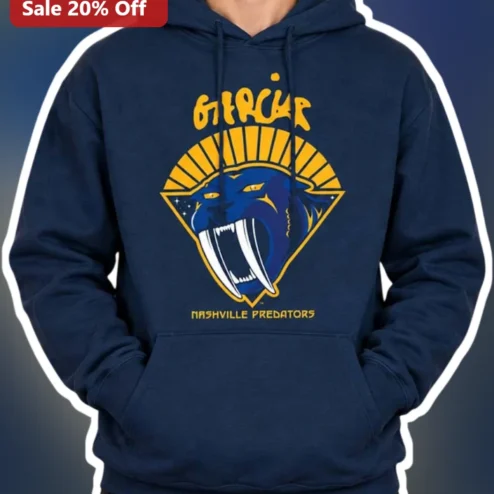 Nashville Predators Hoodie Navy Saber-Toothed Cat Logo NHL Fan Pullover Sweatshirt