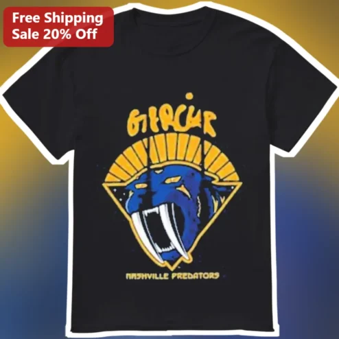 Nashville Predators Tee Retro Saber-Toothed Cat Logo NHL Hockey Fan Shirt