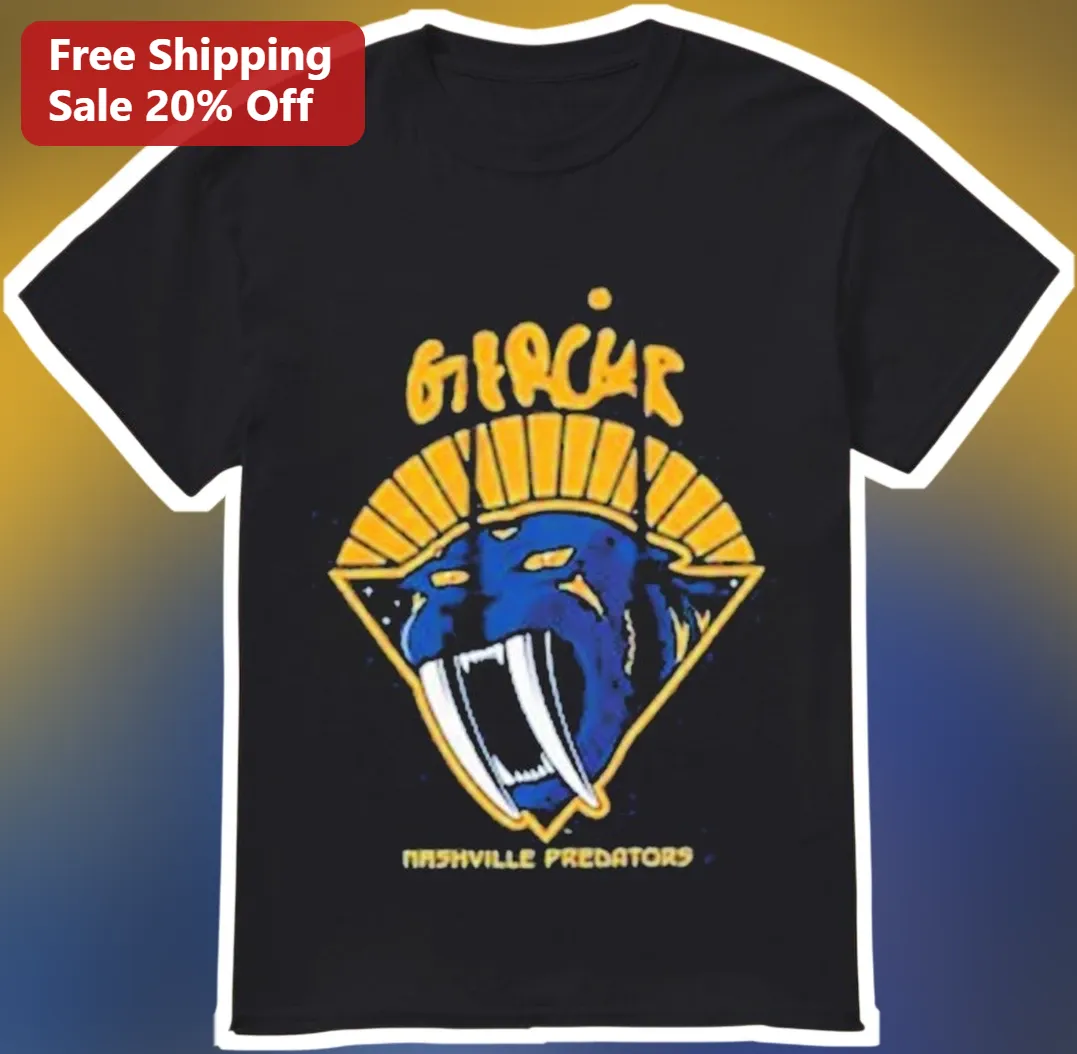 Nashville Predators Tee Retro Saber-Toothed Cat Logo NHL Hockey Fan Shirt
