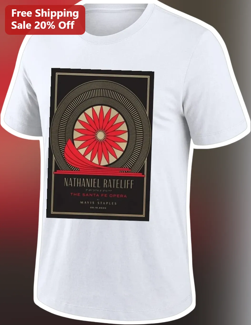 Nathaniel Rateliff The Santa Fe Opera Tee Vintage Art Deco Concert Poster Graphic T-Shirt