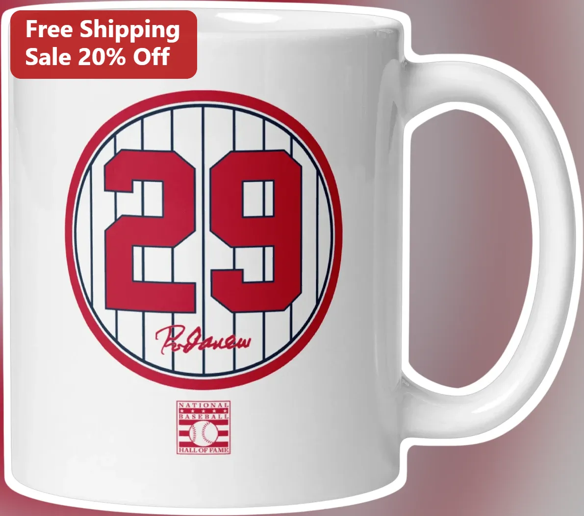 National Baseball Hall of Fame Mug Bob Feller Signature Vintage Cooperstown Souvenir Gift