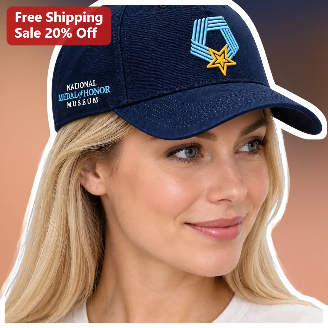 National Medal of Honor Museum Cap Military Veteran Gift Navy Blue Embroidered Hat