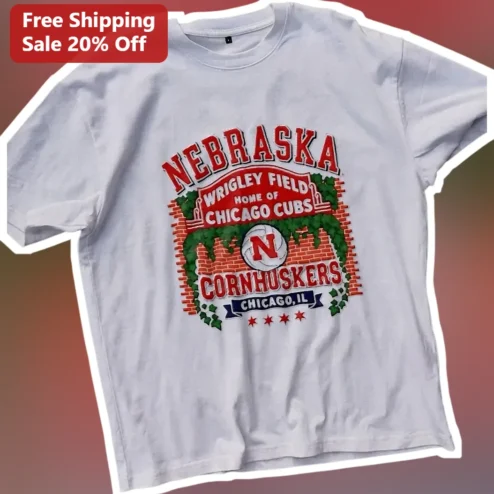 Nebraska Cornhuskers Vintage Wrigley Field Mashup Graphic Tee for Men and Women
