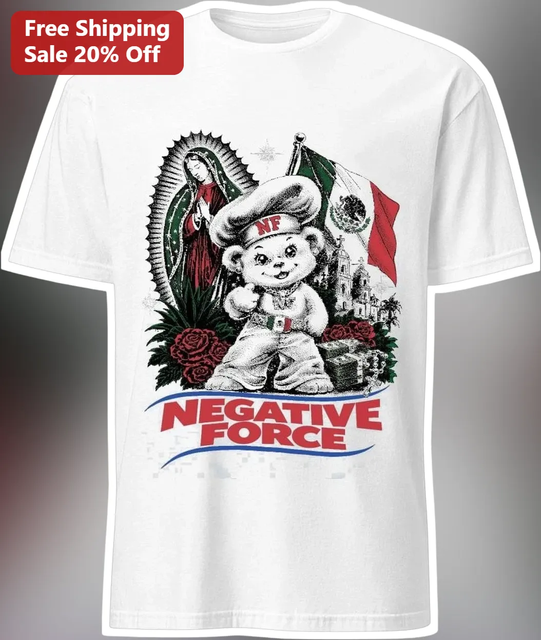 Negative Force Tee New Jersey Hardcore NJHC Urban Streetwear Graphic Shirt