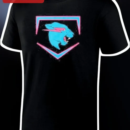 Neon Panther Lightning Shield Synthwave Vaporwave Graphic Tee
