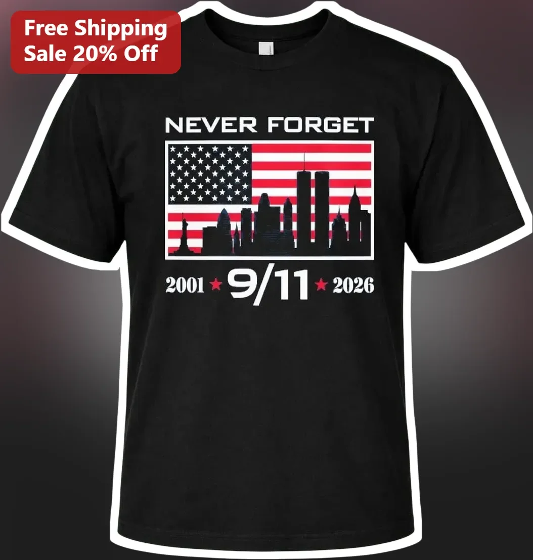 Never Forget 9/11 25th Anniversary Memorial Tee September 11 2001 Tribute Shirt