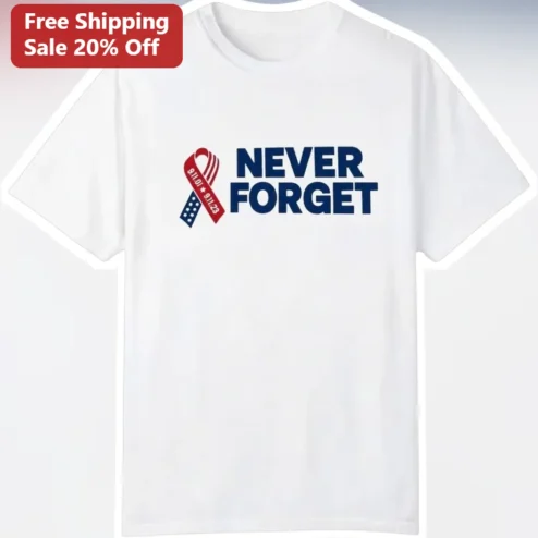 Never Forget 9/11 Anniversary Patriotic Ribbon Graphic Tee