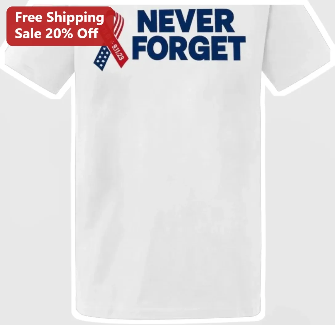 Never Forget 9/11 Memorial Tee Patriotic Awareness Ribbon Shirt