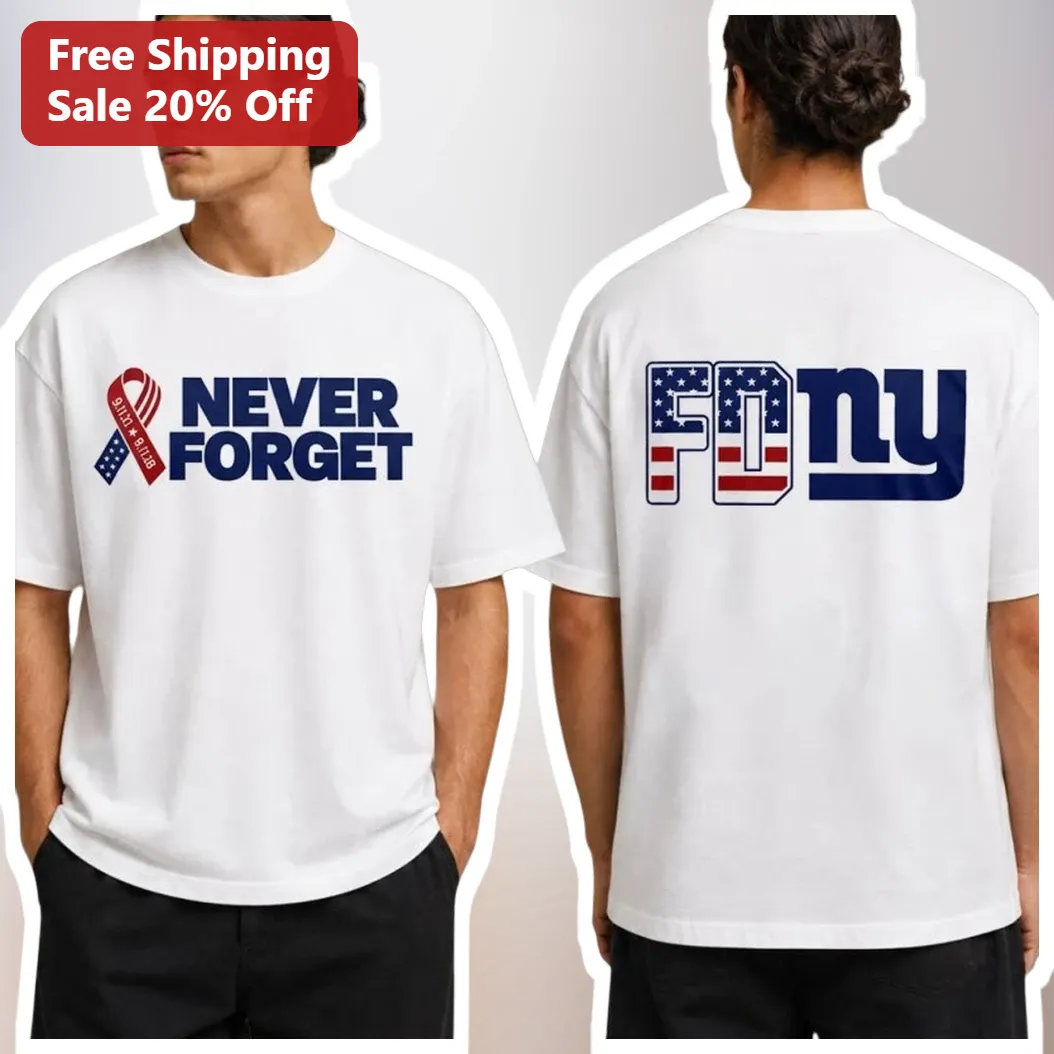 Never Forget FDNY 9/11 Memorial Tribute Graphic Tee for First Responders