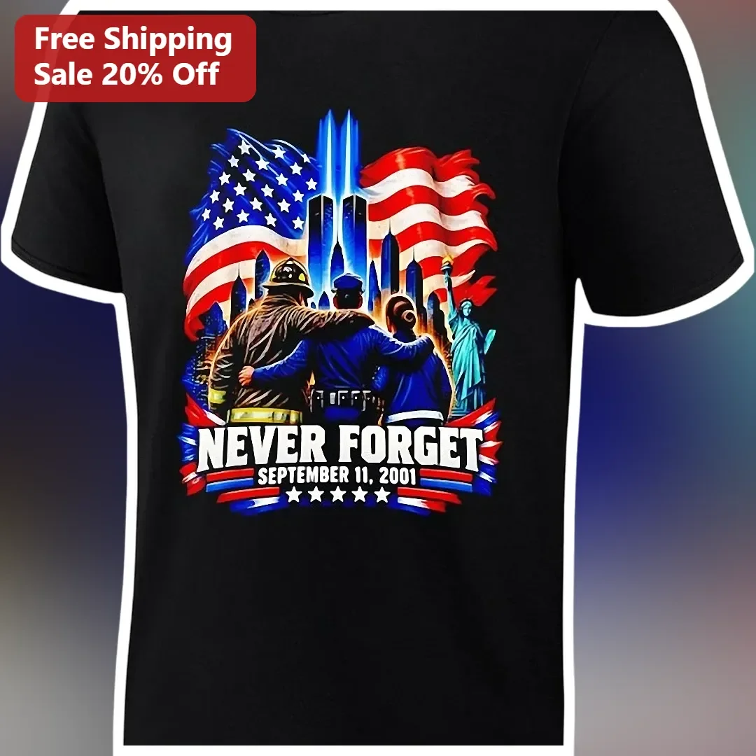 Never Forget September 11 Tee First Responder Tribute Memorial Shirt