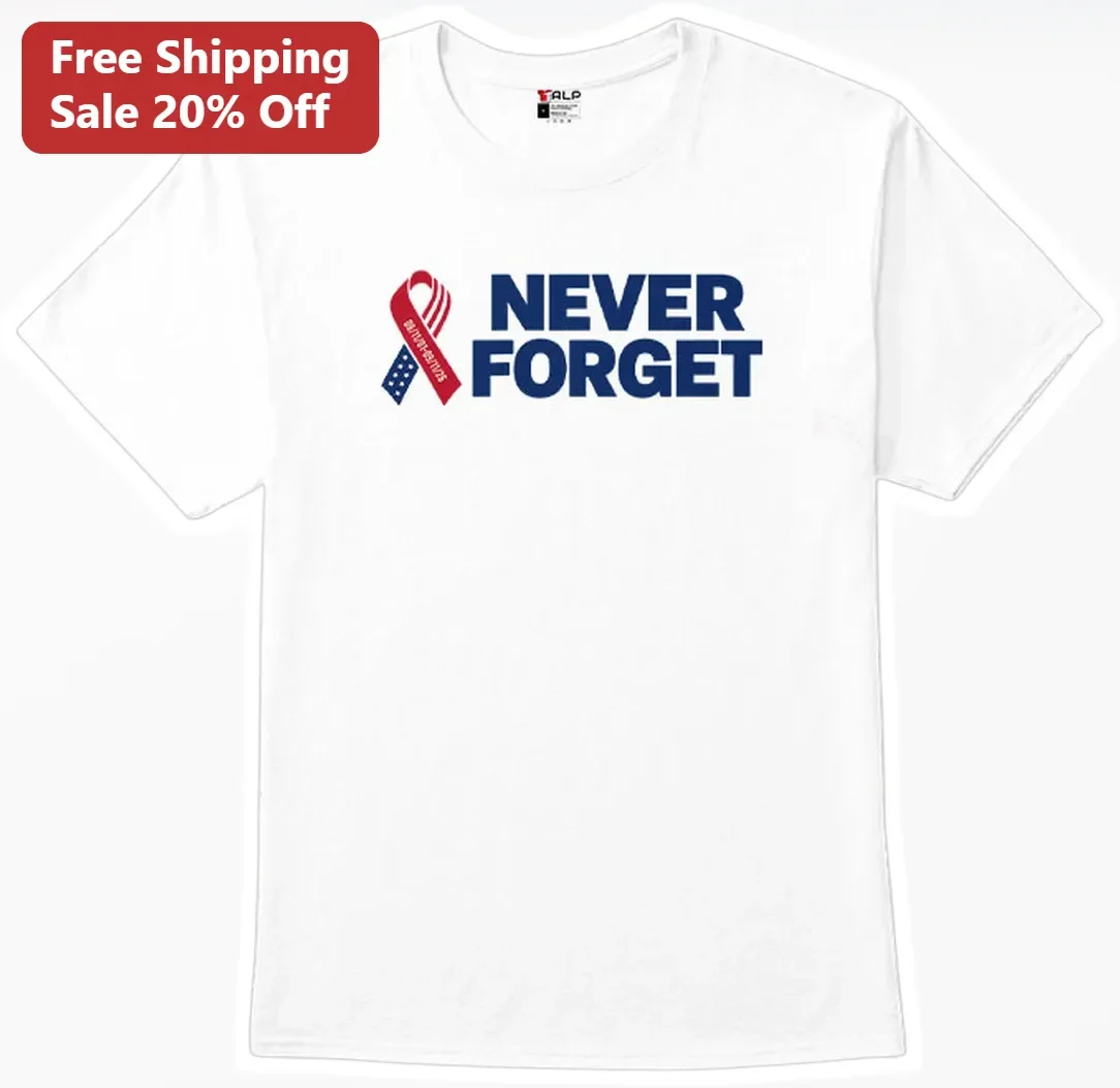Never Forget Tee 9/11 Memorial Day Patriotic Awareness Ribbon Shirt for Men Women