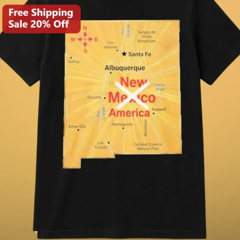 New Mexico America Vintage Map Graphic Tee Land of Enchantment Patriotic Gift