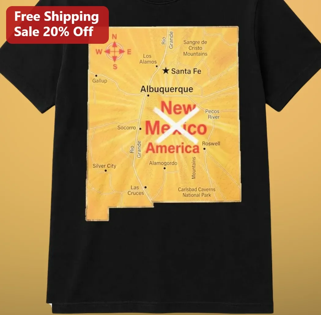 New Mexico America Vintage Map Graphic Tee Land of Enchantment Patriotic Gift