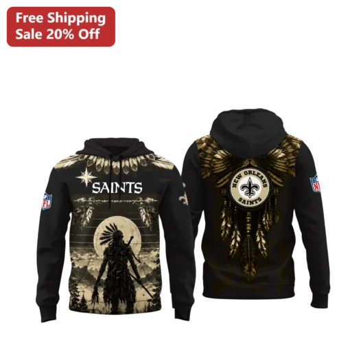 New Orleans Saints Warrior Graphic Hoodie Black NFL Fan Apparel