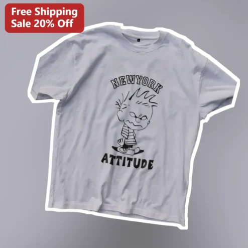 New York Attitude Tee Linus Van Pelt Angry Cartoon Graphic Shirt for Men Women