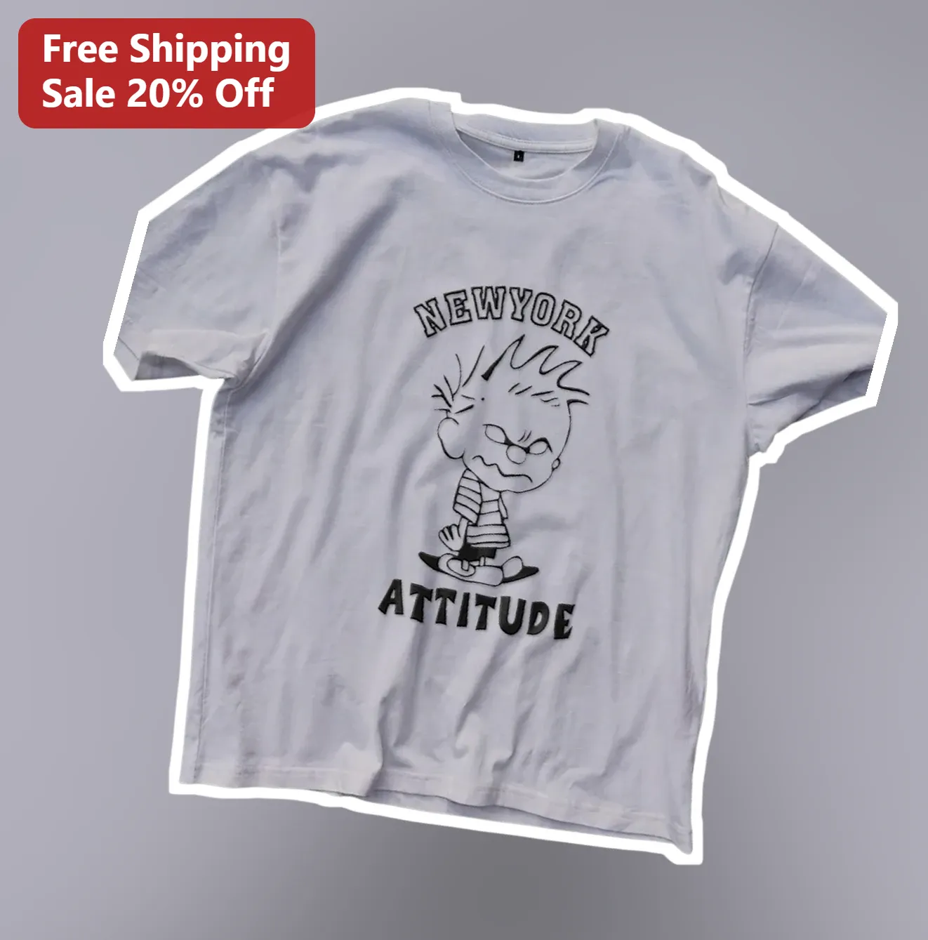 New York Attitude Tee Linus Van Pelt Angry Cartoon Graphic Shirt for Men Women
