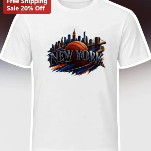 New York Basketball Skyline Graphic Tee NYC City Sports Apparel