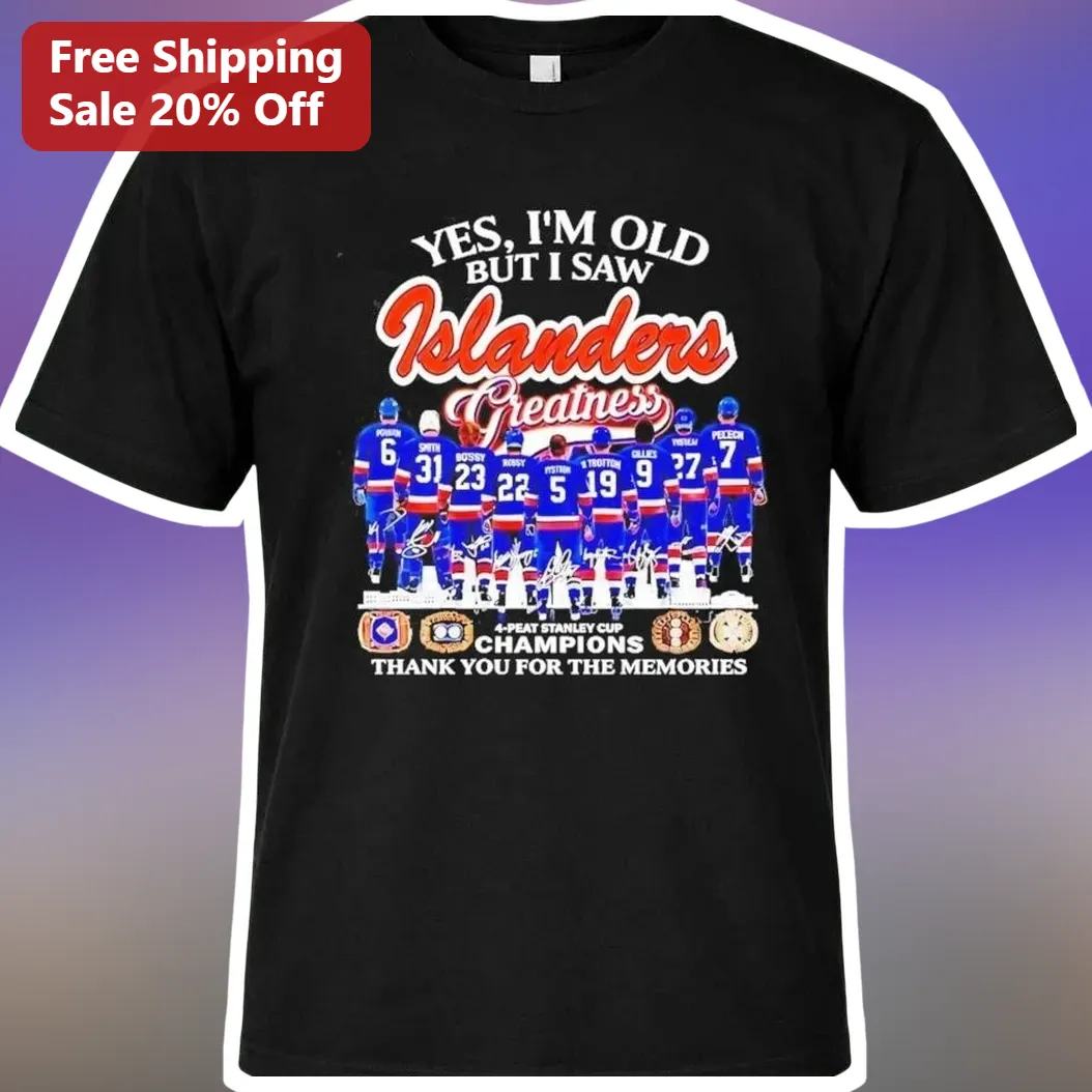 New York Islanders Greatness 4-Peat Stanley Cup Champions Vintage Hockey Fan Tee