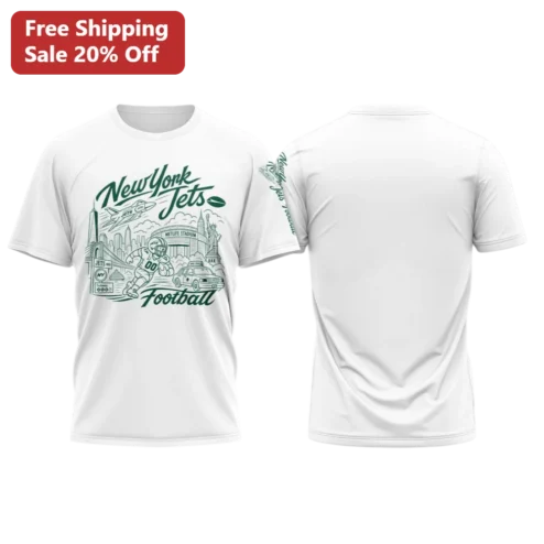 New York Jets Football Tee NYC Skyline Statue of Liberty MetLife Stadium Game Day Fan Gear Shirt