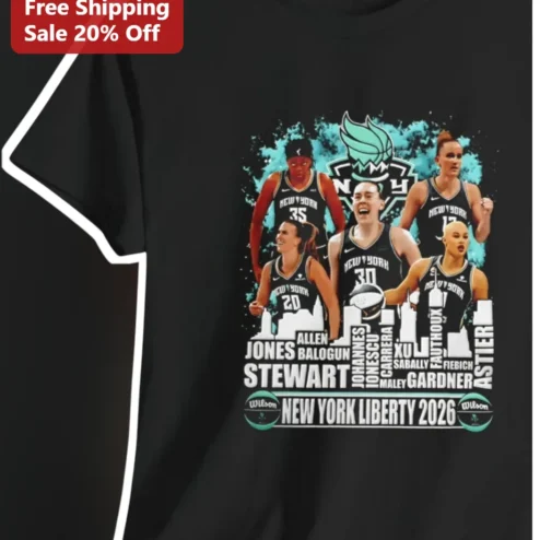 New York Liberty 2026 Tee WNBA Roster Collage Breanna Stewart Sabrina Ionescu Game Day Fan Gift