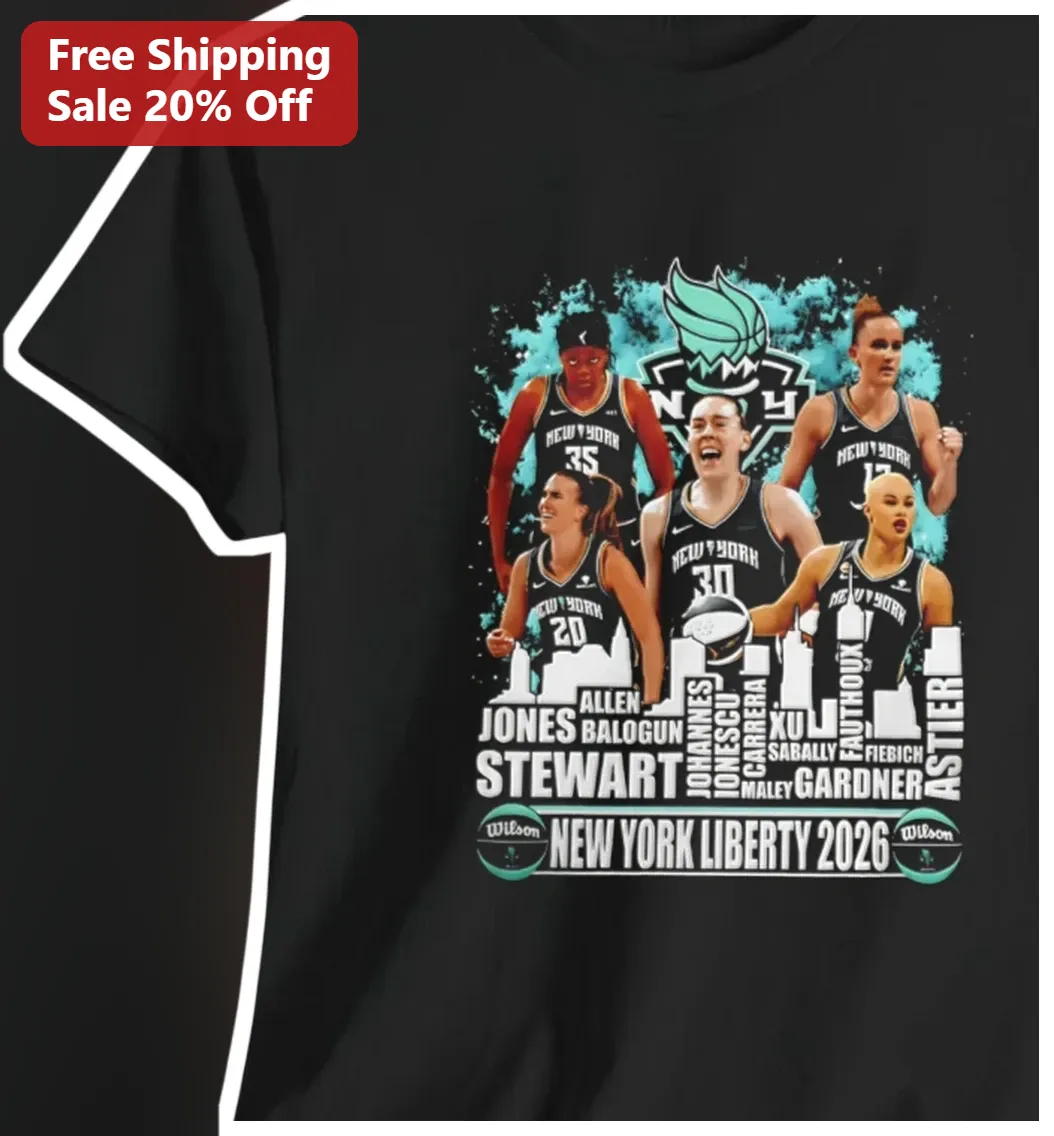 New York Liberty 2026 Tee WNBA Roster Collage Breanna Stewart Sabrina Ionescu Game Day Fan Gift