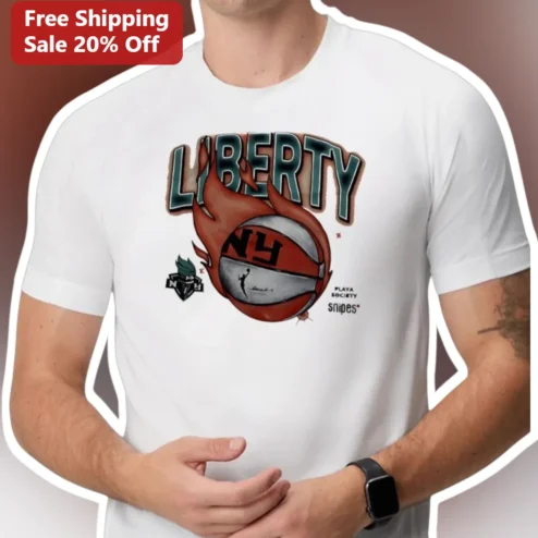 New York Liberty WNBA Fan Graphic Tee Basketball Flames Design