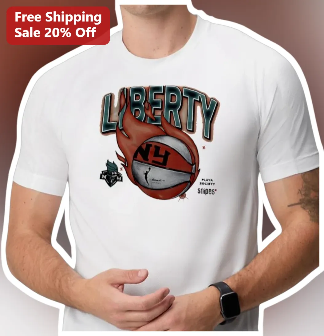 New York Liberty WNBA Fan Graphic Tee Basketball Flames Design