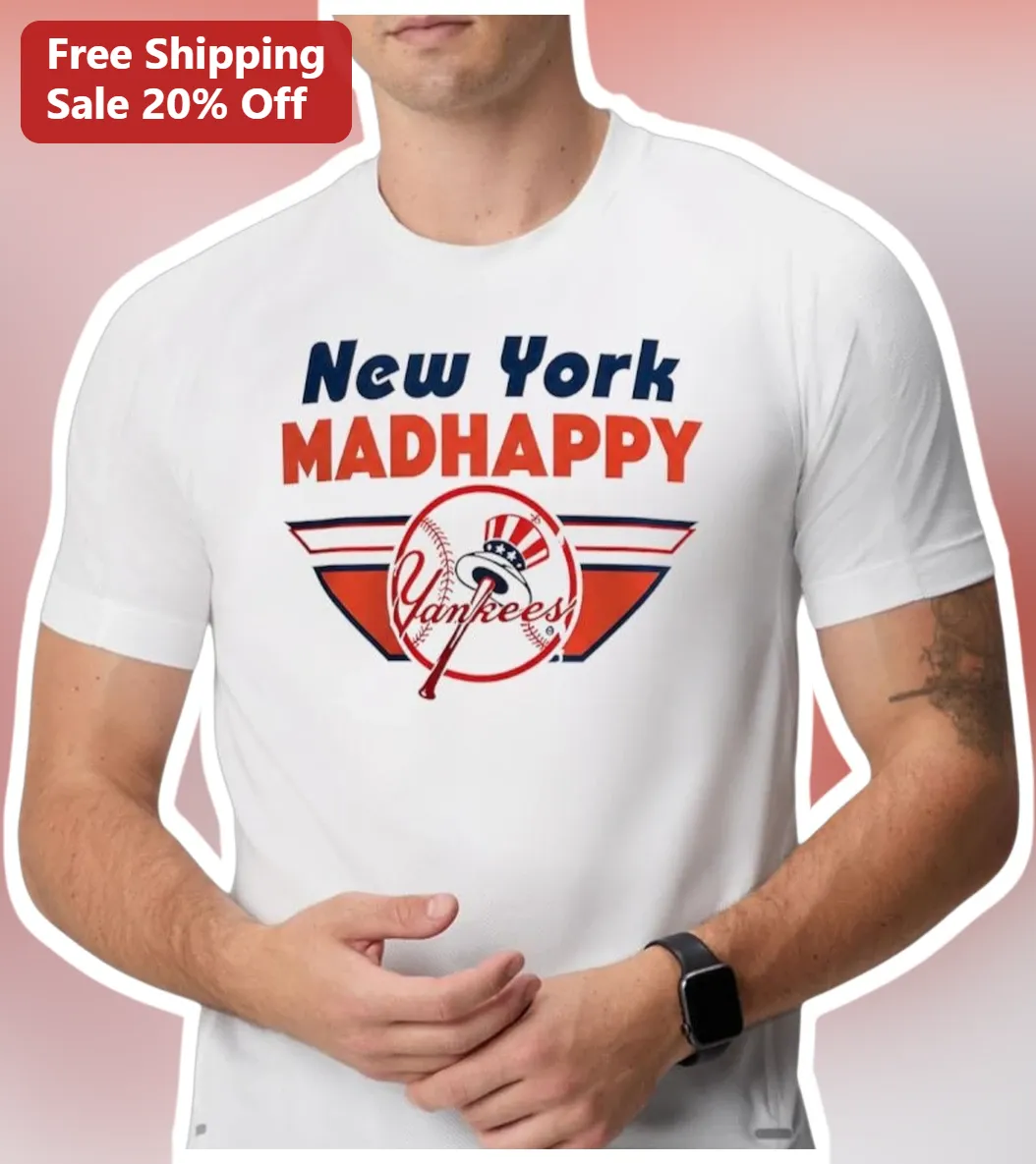 New York MADHAPPY Tee Vintage Baseball Graphic Shirt for Men Women