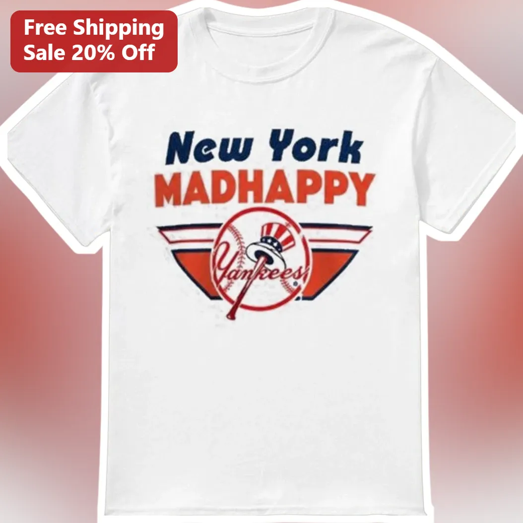 New York MADHAPPY Tee Vintage Baseball Logo Graphic Shirt for Men Women
