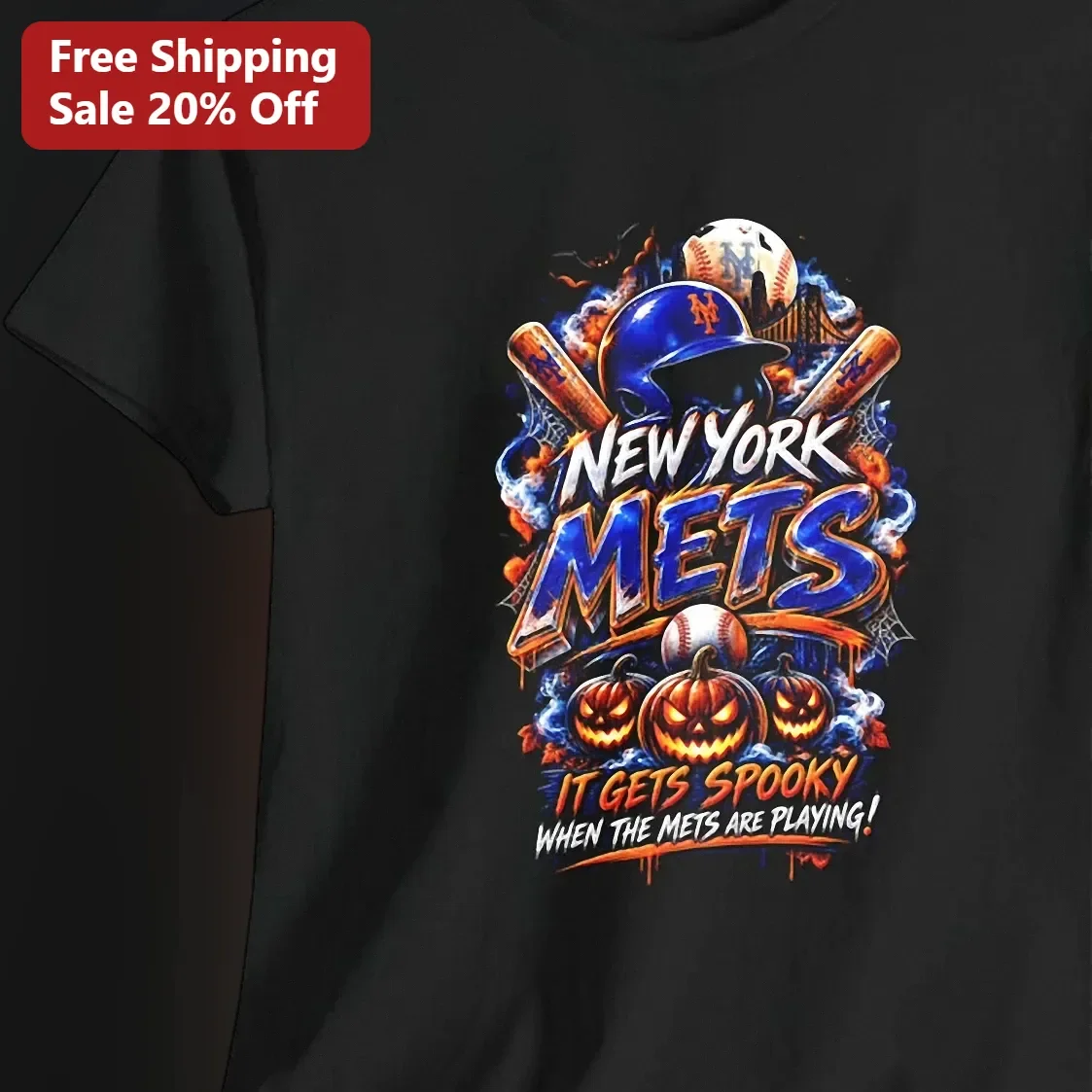 New York Mets It Gets Spooky When The Mets Are Playing Halloween Tee