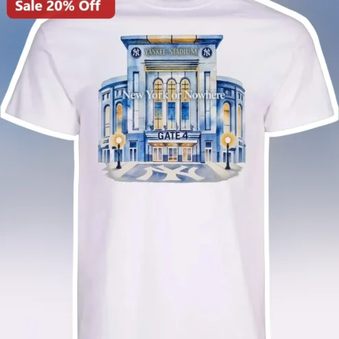 New York or Nowhere Yankee Stadium Gate 4 Watercolor Tee NYC Baseball Fan Gift