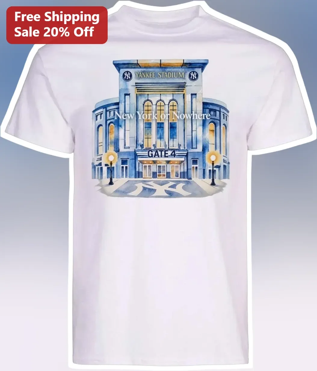 New York or Nowhere Yankee Stadium Gate 4 Watercolor Tee NYC Baseball Fan Gift