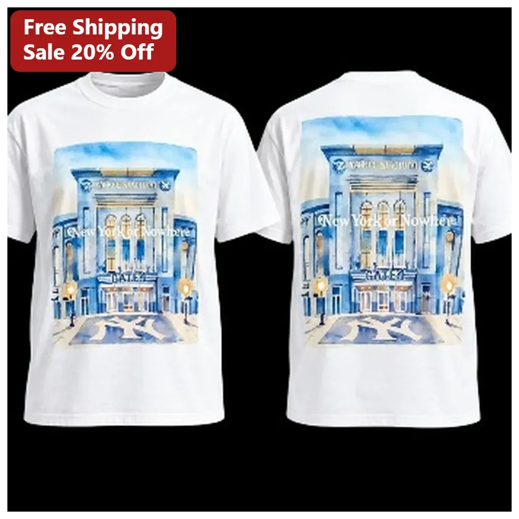 New York or Nowhere Yankee Stadium Watercolor Art Tee