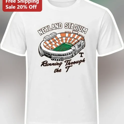 Neyland Stadium Running Through The T Tennessee Volunteers Football Tee