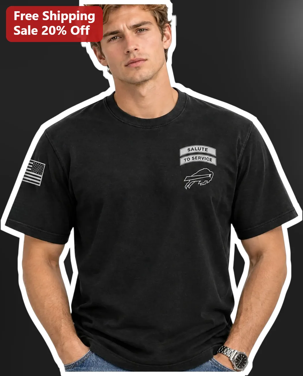 NFL Salute to Service Buffalo Bills Distressed Tee Military Appreciation Gift for Men