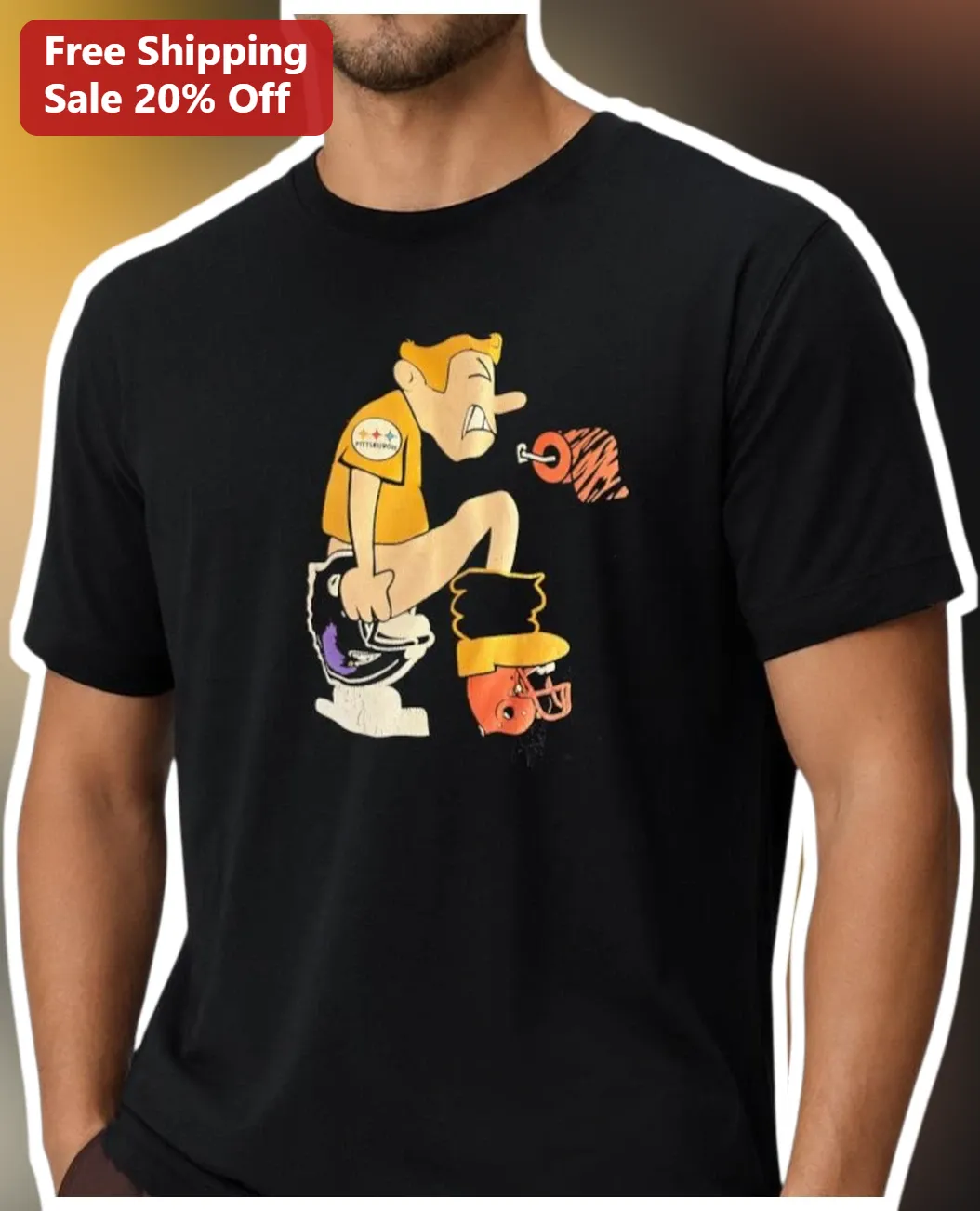 NFL Toilet Football Team Graphic Tee Funny Sports Humor Shirt for Men
