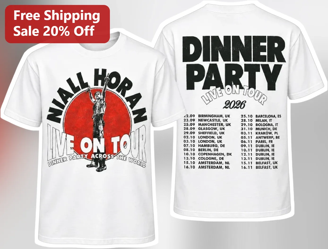 Niall Horan Dinner Party Live On Tour Tee Vintage Concert Merch Shirt