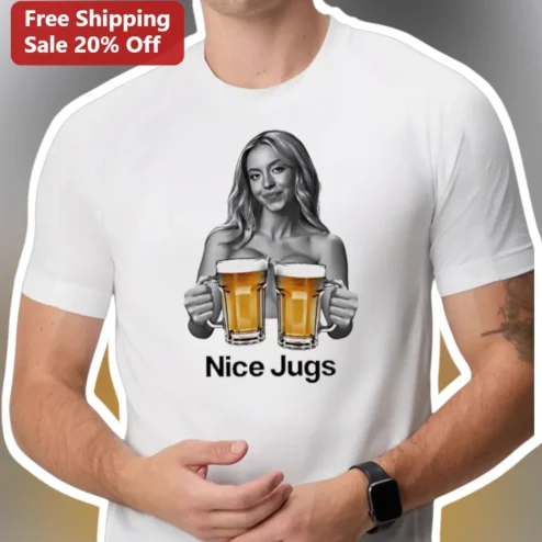 Nice Jugs Beer Mug Graphic Tee Funny Drinking Shirt Gift for Men