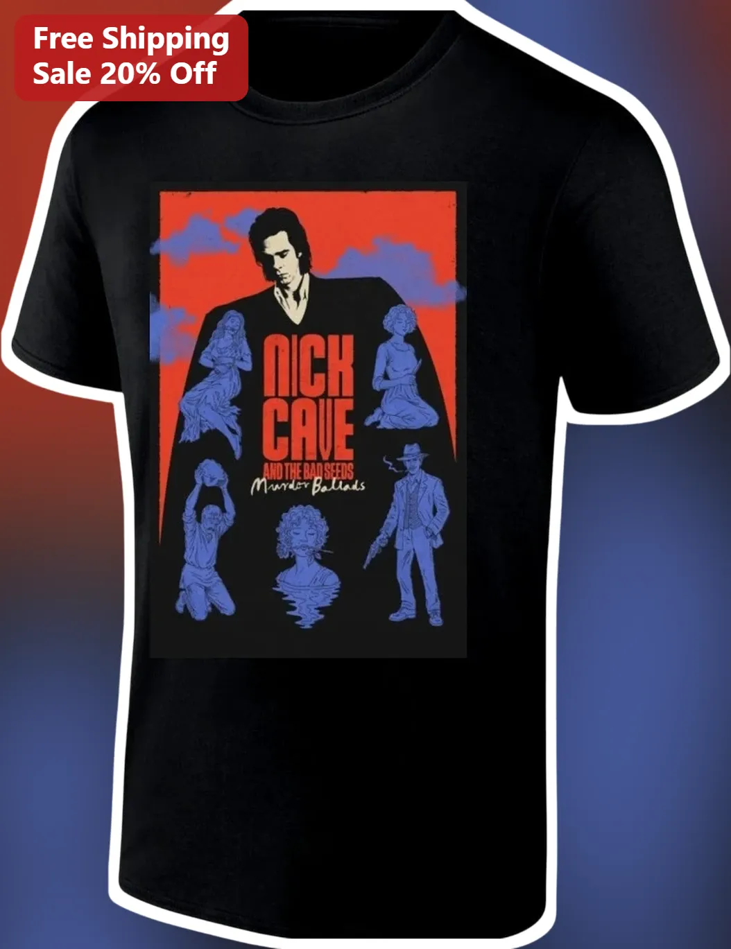 Nick Cave and the Bad Seeds Murder Ballads Album Art Tee Gothic Rock Music Merch Gift