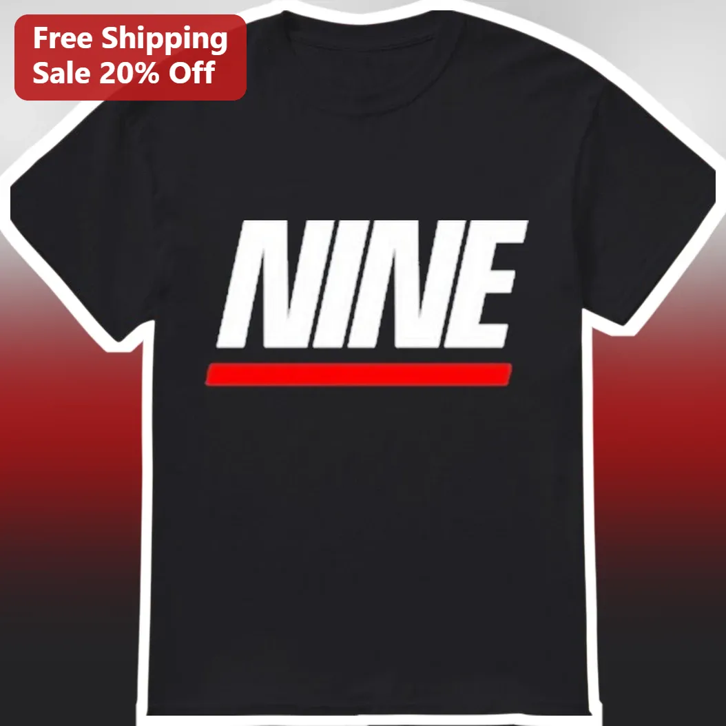 NINE Tee Number Nine Graphic T-Shirt Minimalist Typography Apparel for September Birthday or Athletes
